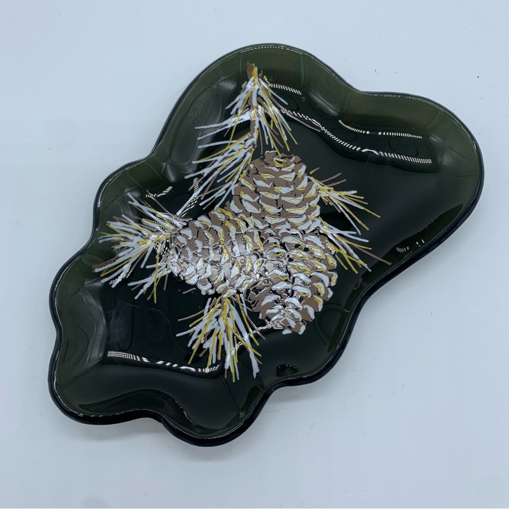 Pittsburgh Corning Hand Painted Acorn Trinket Dish